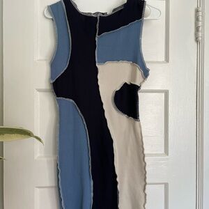 Nasty Gal Blue Asymmetrical Sheath Mini Dress